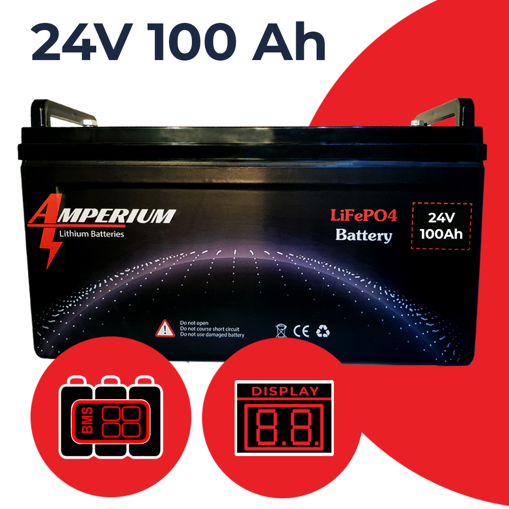 24V 100Ah Amperium LiFePO4 batarya