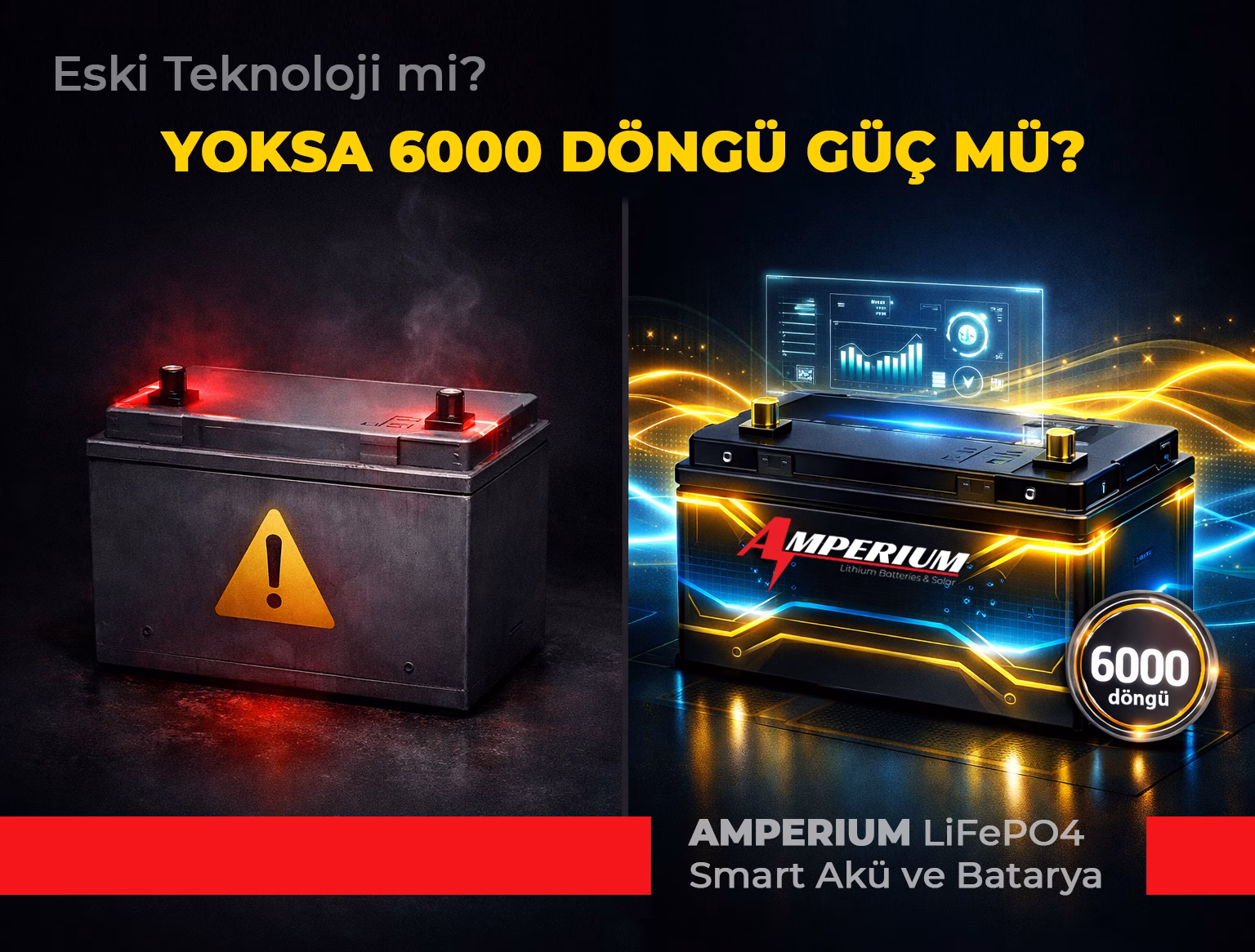 Amperium LiFePO4 batarya karşılaştırma görseli